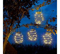 Solar Spiral Solar-Powered Warm White Led Outdoor String Lights, Pack Of 4
