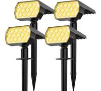 Solar Spot Lights Outdoor Waterproof IP65, [4 Pack/52 LED] 2-in-1 Solar Landscaping Spotlights, 3 Lighting Modes Solar Powered Garden Flood Light for Patio Pathway Driveway Yard Pool (Warm White)