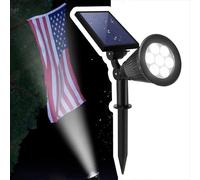 Solar Spotlights Outdoor, Bright 7-LED Landscape Spot Lights, Dusk-to-Dawn Waterproof Solar Powered Flag Pole Lights, Adjustable 2-in-1 Ground/Wall Mounted Lighting for Tree House Yard Garden (White)