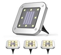 Solar Square Disk Lights,KINGCOO 4-Pack 8LED Waterproof Solar Inground Flood Garden Landscape Lights for Outdoor Driveway Lawn Yard Patio Pathway Lighting(Warm White)