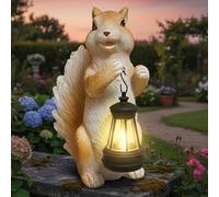 Solar Squirrel Garden Ornaments Outdoor- Squirrel Garden Statues Decor with Solar Lantern, Funny Home Decorations for Yard, Patio, Unique Birthday Housewarming Gifts for Women, Mum