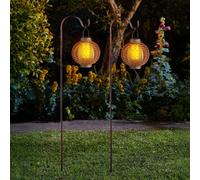 Solar Stake Lantern Lights 2 Pack Outdoor Garden Waterproof Standing Lamp Flame