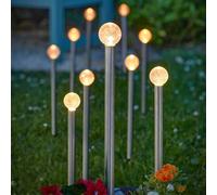 Garden Solar Stake Lights 10pc LED Globe Stainless Steel Garden Outdoor Pathway [EEK: A]