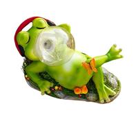 Solar Statues for Yard - Solar Garden Figurines Outdoor Decor,Resin Frog Animal Figurine Decoration, Whimsical Night Lamp for Housewarming Birthday, Mother's Day