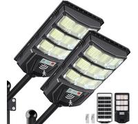 Solar Street Lights Outdoor, 1200W LED Large Solar Parking Waterproof Light with Motion Sensor Remote Control, 8500K Dusk to Dawn LED Outside Security Flood Commercial Lighting for Yard, Parking Lot