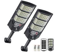 Solar Street Lights Outdoor, 8500K Solar Outside Light, LED Dusk to Dawn Flood Waterproof Lighting with Motion Sensor and Remote Control, Security Lights for Parking Yard Path