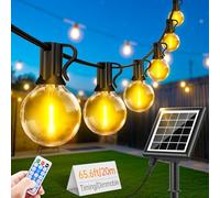Solar String Festoon Lights Outdoor - Remote Control 20M / 65.6ft IP65 Waterproof LED Garden Lights Weatherproof Solar Powered Outside Light for Gazebo Pergola Patio