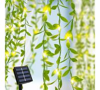 Solar String Lights, 10m 100 LED Solar Ivy String Lights, 8 Modes Artificial Willow Leaves Fairy Lights Outdoor, Waterproof Solar Lights Outdoor Garden for Christmas Wedding Party Room Decoration