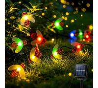 Solar String Lights Garden, 12M 8 Modes 100 LED Honey Bee Fairy Lights Solar Powered Waterproof Outdoor Fairy Lights Solar Garden Lights for Fence, Lawn, Patio, Festoon, Christmas, Holiday- Multicolor