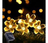 Solar String Lights Garden, 23ft 8 Modes 50 LED Blossom Solar Powered Fairy Lights Waterproof Outdoor Flower String Lights for Patio, Yard, Home, Lawn, Party Decorations (Warm White, 7M 50LEDs)