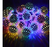 Solar String Lights Moroccan Ball Multicolor 15ft 20LED Globe Fairy String Lights Solar Powered Orb Lantern Christmas Lighting for Outdoor Garden Yard Patio Xmas Tree Party, Home