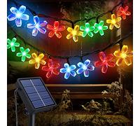 Solar String Lights Outdoor 100 LED 12m Cherry blossoms Fairy Lights 8 Modes Garden Garland Lights Outdoor Solar Powered Waterproof Decorative Lights for Christmas Pathway Fence Party Wedding Garden