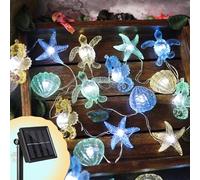 Solar String Lights Outdoor Decorative Fairy Solar Lights for Outside Garden Décor Waterproof Sea life Turtle Seahorse Starfish Ocean Nautical Balcony Patio Lights 40LED 14ft Yard Fence Window Decor
