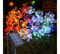 Solar String Lights Outdoor Garden, 14m 120 LED Solar Cherry Blossoms Fairy Lights, 8 Modes Solar Powered Flower Lights, Waterproof Sakura Flower Decoration for Garden Wedding Yard Wall Christmas