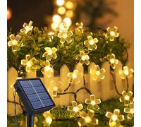 Solar String Lights Outdoor Garden, 14m 120 LED Solar Cherry Blossoms Fairy Lights, 8 Modes Solar Powered Flower Lights, Waterproof Sakura Flower Decoration for Garden Wedding Yard Wall Christmas