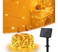 Solar String Lights Outdoor, Isisyu 6M/20Ft 60 LED Solar Lights Outdoor Garden Waterproof, 8 Modes Copper Wire Decorative Outside Light for Garden Patio Yard Balcony Party Wedding Christmas Warm White