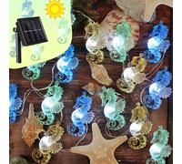 Solar String Lights Seahorse Outdoor Decorative Fairy Solar Light for Outside Garden Decor Waterproof Ocean Nautical Sea life Ocean Balcony Patio Lights 40LED 14ft Yard Fence Window Pond Decoration