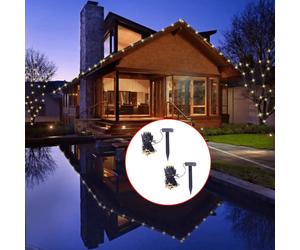 Solar String Lights Warm White 24m 2x200 LED Outdoor Garden Party Decor w/Panel