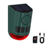 Solar Strobe Light Motion Detector Alarm: Dog Barking and Gunshot Sound, 13 Kinds of Warning Sound Loop Playback, 130db Noise Maker, Waterproof for Home, Farm - USB Charging (1Pack-Green)