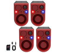 Solar Strobe Light Motion Detector Alarm: Dog Barking and Gunshot Sound, 13 Kinds of Warning Sound Loop Playback, 130db Noise Maker, Support Recording, Waterproof for Home, Farm, USB Charging (4 Pack)