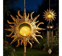 Solar Sun Light Wind Chimes for Outside - LED Sun Garden Night Lights, Waterproof Crackle Glass Ball Wind Chimes, Outdoor Patio Decor, Solar Light for Yard Garden Patio Proch Tree Wall, Gift for Women