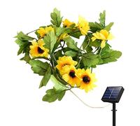 Solar Sunflower Garland Lights - Fairy String Lights with Rattan Sunflower Lanterns | Decorative LED Light, for Wedding, Birthday, Party, Bedroom, Garden, Eco-Friendly