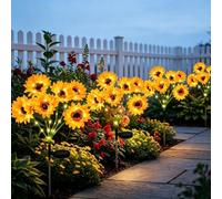 Solar Sunflower Lights Outdoor Garden, 24 Waterproof LED Sunflower Lamp 2 Modes, Artificial Flower Pathway Lights for Lawn Patio Porch Flowerbed Cemetery Decoration, Solar Powered Yard Decor (4pc)