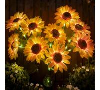 Solar Sunflower Lights Outdoor Garden Decor, 2 Lighting Mode Solar Powered Flowers Light Waterproof Garden Ornaments for Yard Patio Backyard Path Fence, Birthday Gifts for Women Mom Friends(3 Pack)