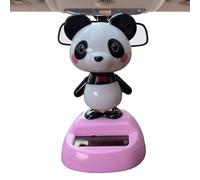 Solar Swinging Panda Car Ornament - Solar Powered Shaking Head Doll | Cute Car Dashboard Decoration With Interactive Movement For Truck SUV RV Tractor Automobile Bookshelf Balcony, Solars Swinging P