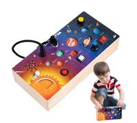 Solar System Activity Board,Solar System Wooden Activity Board | Portable Fine Motor Skills Game, LED Light Controller, Interactive Educational Learning for Airplane, Home, School, Travel