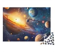 Solar System Art 1000 Piece Premium Cardboard Space Galaxy Illustration Puzzle Bundle, Logic Game Adults, Stress Relief, Gift & Couple Puzzle Activity 38x26cm/1000pcs
