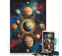 Solar System Artwork Hard Jigsaw Puzzle for Adults 1000 Pieces Pure Logic Toy Home Activity Clean Cut Lovely Gift (38x52cm)