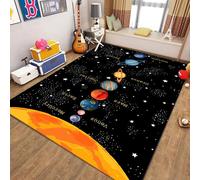 Solar System Bedroom Area Rug, 80x150cm Outer Space Themed Planet Fun Rugs, Non-Slip Foldable Room Decorative Carpets, Soft and Comfortable Living Room Sofa Bedside Welcome Entrance Carpet