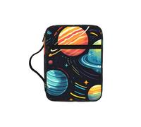 Solar System Bible Cover for Women Men Space Planet Carrying Book Case Church Bag Bible Protective with Handle and Zippered Pocket