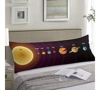 Solar System Body Pillow Cover Outer Space Universe Galaxy Planet Long Pillow Case Protector With Zipper Decorative Rectangle Soft Large Pillow Cases Covers For Bedding,Couch,Sofa,Home Gift 20"x54"