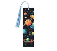 Solar System Bookmark Space Planet Wooden Bookmark with Tassel Book Mark for Women Men Reading Page Markers Gifts for Book Lovers