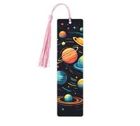 Solar System Bookmark Space Planet Wooden Bookmark with Tassel Book Mark for Women Men Reading Page Markers Gifts for Book Lovers