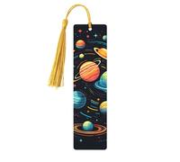 Solar System Bookmark Space Planet Wooden Bookmark with Tassel Book Mark for Women Men Reading Page Markers Gifts for Book Lovers