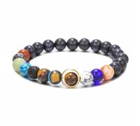 Solar System Bracelet Handmade Space Galaxy 8 Planets Guardian Star Natural Lava Rock Stone Beads Healing Stretch Bracelet Women Men Space Lovers Christmas Holiday Fashion Jewelry Gift, M, Plastic, No