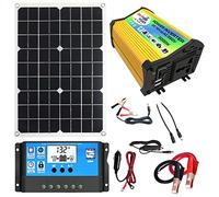 Solar System Complete Set Installation System Mains Independent Kit 1 Inverter with Battery Terminal + Solar Module 18 W 18 V + DC Cable + DC Crocodile Clip + Solar Charge Controller 30 A 12 V 24 V