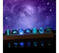 Solar System Crystal Ball Night Light Set, 7 Planet Glass Globes with LED Wooden Base, 3D Galaxy Decor Gift for Astronomy Lovers, for Meditation Positive Energy Home Office Decoration (7 Colors)