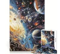 Solar System Fantasy Jigsaw Puzzles for Teenagers 1000 Pieces Recall Boost Gentle Relax Smooth Cut Stylish Gift (50x75cm)