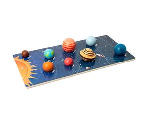 Solar System for Kids 36Month+ Wooden Solar System Model Board with 3D Planets Models and Learning Cards Prechool Educational Toys for Boys Girls Birthday Gifts