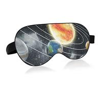 Solar System Galaxy Breathable Sleeping Eyes Mask, Cool Feeling Eye Sleep Cover for Summer Rest, Elastic Contoured Blindfold for Women & Men Travel