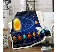 Solar System Galaxy Outer Space Fleece Throw Blanket for Kids Boys Girls Universe Planets Plush Blanket Astronomy for Sofa Bed Couch Double 60x79 Inch