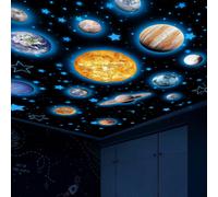 Solar System Glow in The Dark Wall Stickers,Adhesive Planets & Stars for Ceiling and Bedroom, Kids Room Decor, Blue. Solar System-blue