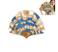 Solar System Hand Fan-Hold the Universe in Your Hands, Handmade Art Fan with Gold Frame, Sun & Moon Cloudscape Fan, Celestial Design Hollowed Folding Fan, Unique Space Gift Décor for Astronomy & Art