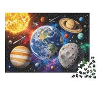 Solar System Jigsaw Puzzle 1000 Piece Recyclable Material Cosmic Planets Puzzles for Elderly Relieve Senile Dementia Fun Activity Great Gift Idea 52x38cm/1000pcs