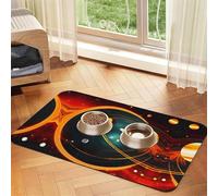 Solar System Jupiter Saturn Absorbent Leather Pet Tablecloth Non-Slip Dining Pad For Puppy Kitten Food Water Bowls