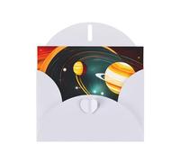 Solar System Jupiter Saturn Greeting Card With Envelope, Birthday Card, Christmas Card, Invitation Card, 3 Colors
